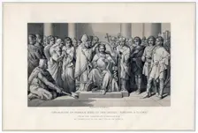 Coronation of Harold King of the Anglo-Saxons, 1066 (19th century). Artist: W Ridgway