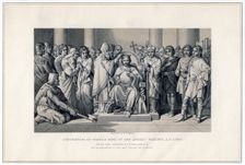 Coronation of Harold King of the Anglo-Saxons, 1066 (19th century). Artist: W Ridgway