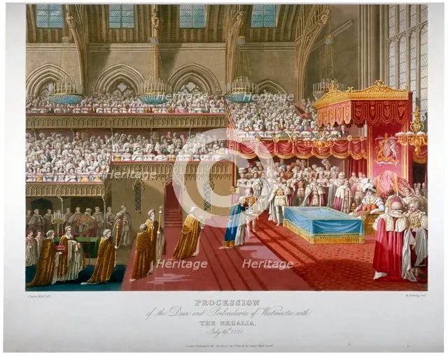 Coronation of King George IV, Westminster Hall, London, 1821 (1824).                                 Artist: Matthew Dubourg