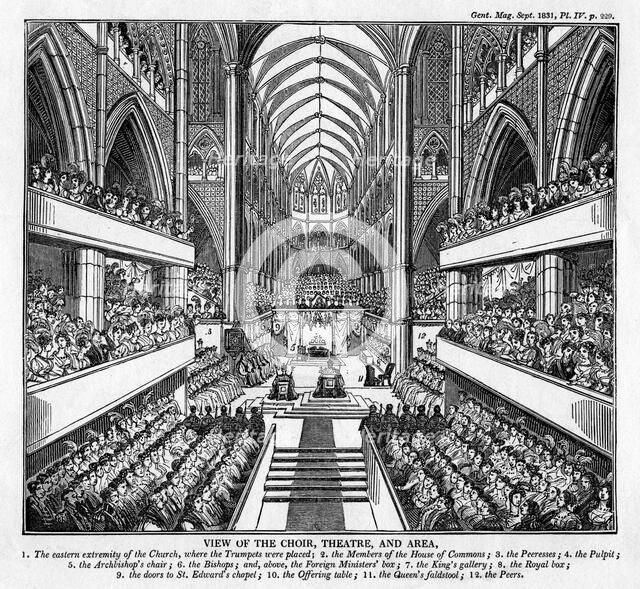 Coronation of King William IV and Queen Adelaide, Westminster Abbey, London, 1831. Artist: Unknown