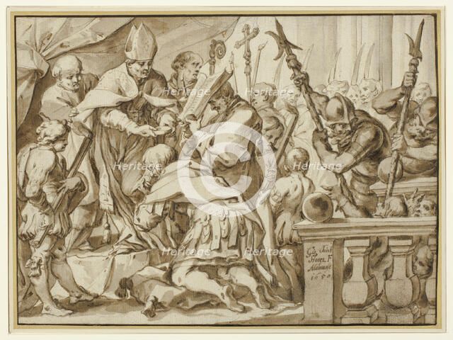 Coronation of Otto the Great in the Church of Saint'Ambrogio, Milan, 1650. Creator: Johann Christophorus Storer.