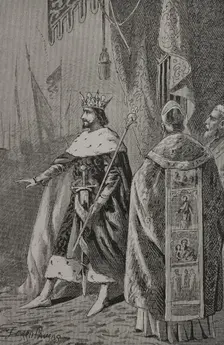 Coronation of Pedro III of Aragon (1240-1285) in Saragossa in November 1276 (1890). Creator: Joan Serra y Pausas