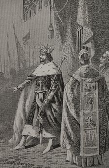 Coronation of Pedro III of Aragon (1240-1285) in Saragossa in November 1276 (1890). Creator: Joan Serra y Pausas