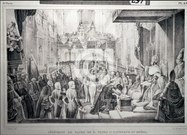 Coronation of Peter I as Emperor of Brazil, December 1, 1822, lithograph.
