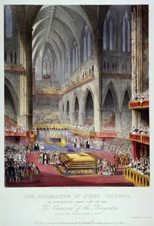 Coronation of Queen Victoria in Westminster Abbey, London, 1838. Artist: Anon