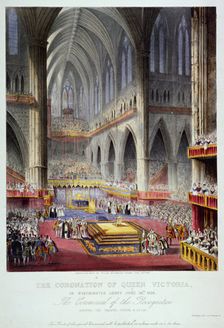Coronation of Queen Victoria in Westminster Abbey, London, 1838. Artist: Anon