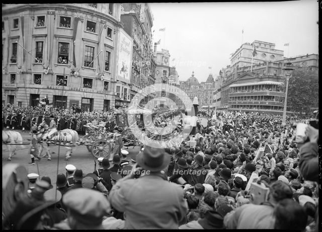 Coronation of Queen Elizabeth II, Trafalgar Square, City of Westminster, London, 1953. Creator: Ministry of Works.