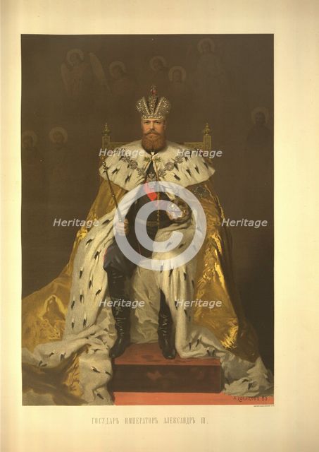 Coronation Portrait of the Emperor Alexander III (From the Coronation Album), 1883. Artist: Kramskoi, Ivan Nikolayevich (1837-1887)