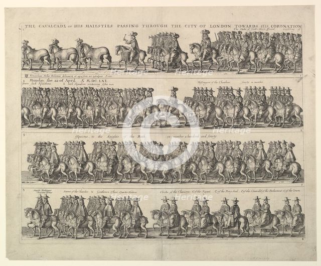 Coronation Procession of Charles II Through London, 1662. Creator: Wenceslaus Hollar.