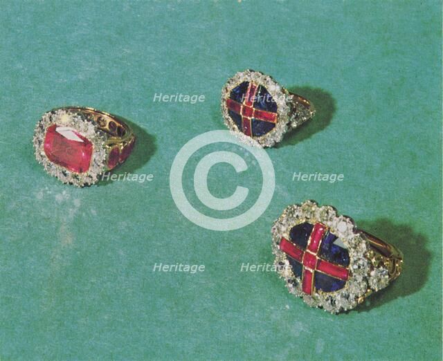 'Coronation rings', 1953. Artist: Rundell, Bridge and Rundell.