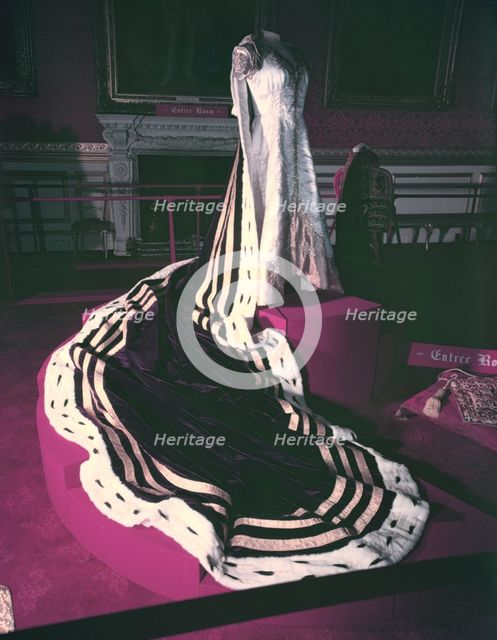 Coronation robes worn by the Queen Mother at the coronation of Queen Elizabeth II, 1953. Creator: Arthur Charles Kirby Ware.