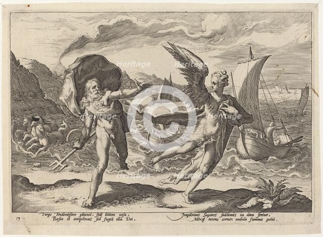 Coronis Changed into a Crow, 1589. Creator: Goltzius, Workshop of Hendrick, after Hendrick Gol.