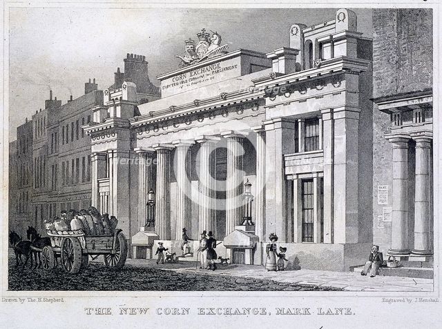 Corn Exchange, London, 1828. Artist: W Henshall
