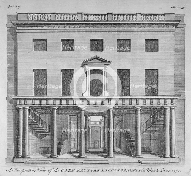 Corn Exchange, Mark Lane, City of London, 1753. Artist: Anon
