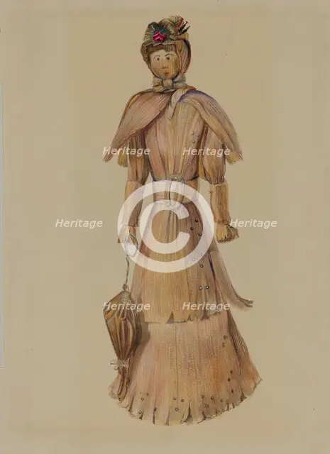 Corn Husk Doll, c. 1936. Creator: Mina Lowry.