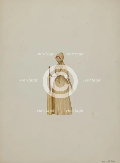 Corn Husk Doll, c. 1941. Creator: Wilbur M Rice.