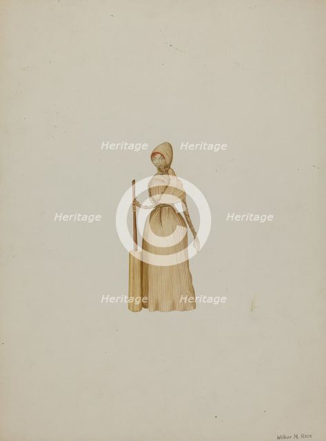 Corn Husk Doll, c. 1941. Creator: Wilbur M Rice.