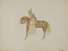 Corn Husk Doll on Horse, 1935/1942. Creator: Wilbur M Rice