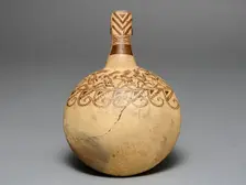Corn Popper Depicting Costumed Runners with a Modeled Handle, 100 B.C./A.D. 500. Creator: Unknown
