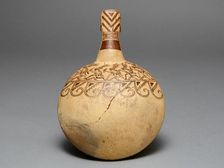 Corn Popper Depicting Costumed Runners with a Modeled Handle, 100 B.C./A.D. 500. Creator: Unknown