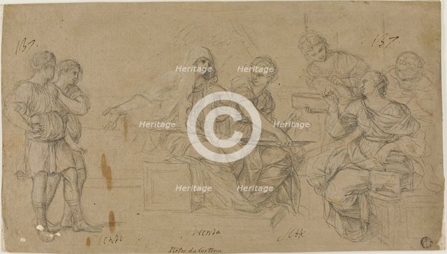 Cornelia Exhibiting Her Two Sons to a Friend, n.d. Creator: Livio Mehus.