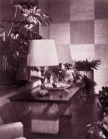 Corner of a large living-room, designed by Paul T. Frankl 1949. Creator: Unknown