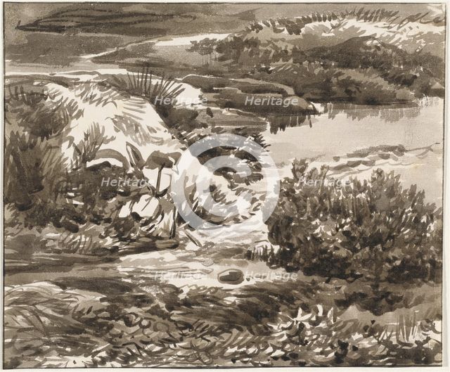 Corner of a Meadow with a Stream, 1800/1820. Creator: Franz Kobell.