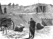 Corner of bastion occupied by Bourgeois - Garde Sedentaire, Paris, (sketch by balloon post), 1871. Creator: C. R.