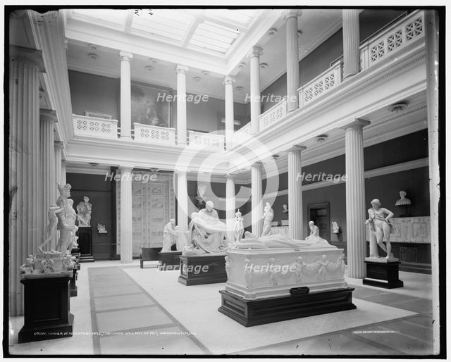 Corner of sculpture hall, Corcoran Gallery of Art, Washington, D.C., c.between 1905 and 1915. Creator: Unknown.