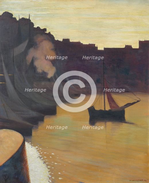 Corner of the harbor in the evening, 1914. Creator: Vallotton, Felix Edouard (1865-1925).