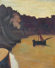 Corner of the harbor in the evening, 1914. Creator: Vallotton, Felix Edouard (1865-1925)