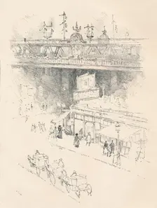 Corner of Villiers Street, Charing Cross 1896. Artist: Joseph Pennell