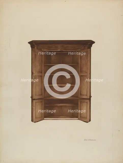 Corner Cupboard, c. 1937. Creator: George V. Vezolles.