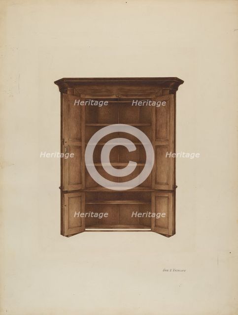 Corner Cupboard, c. 1937. Creator: George V. Vezolles.