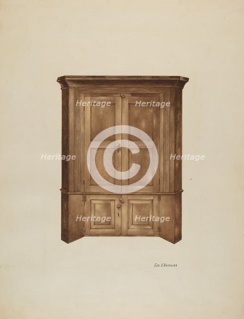 Corner Cupboard, c. 1937. Creator: George V. Vezolles.