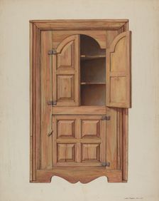 Corner Cupboard, c. 1939. Creator: Leslie Macklem