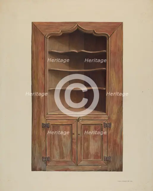 Corner cupboard, probably 1939. Creator: Leslie Macklem.