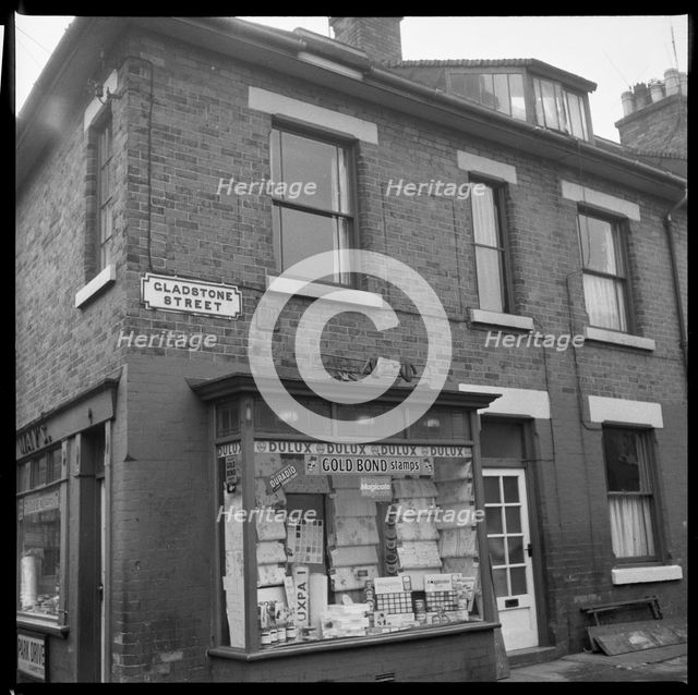Corner shop, Gladstone Street, Leek, Staffordshire, 1965-1968. Creator: Eileen Deste.