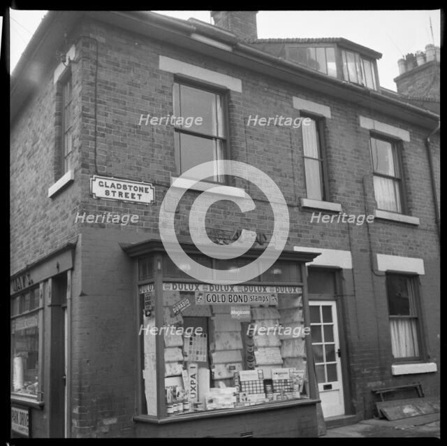 Corner shop, Gladstone Street, Leek, Staffordshire, 1965-1968. Creator: Eileen Deste.