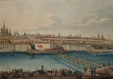 Cornerstone Laying Ceremony for the Moskvoretsky Bridge in Moscow, 1830. Creator: Hampeln, Carl, von (1794-after 1880)