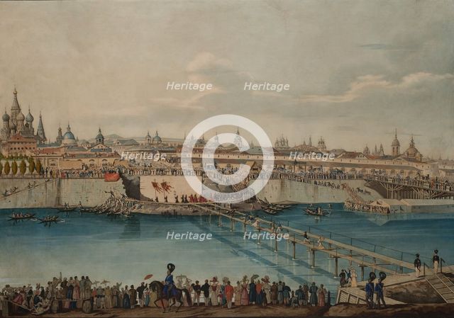 Cornerstone Laying Ceremony for the Moskvoretsky Bridge in Moscow, 1830. Creator: Hampeln, Carl, von (1794-after 1880).