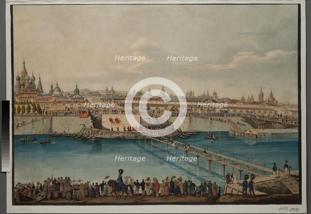 Cornerstone Laying Ceremony for the Moskvoretsky Bridge in Moscow, 1830. Creator: Hampeln, Carl, von (1794-after 1880).
