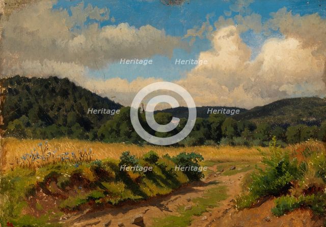 Cornfield at the edge of the forest, exercise, 1854. Creator: Werner Holmberg.