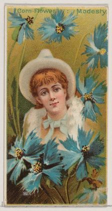Cornflower: Modesty, from the series Floral Beauties and Language of Flowers (N75) for Duk..., 1892. Creator: Donaldson Brothers