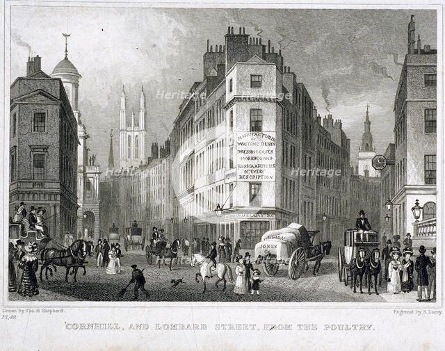 Cornhill, London, 1830. Artist: S Lacey