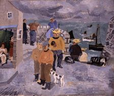 Cornish Fishermen, The Quay, St Ives, 1928. Creator: Christopher Wood