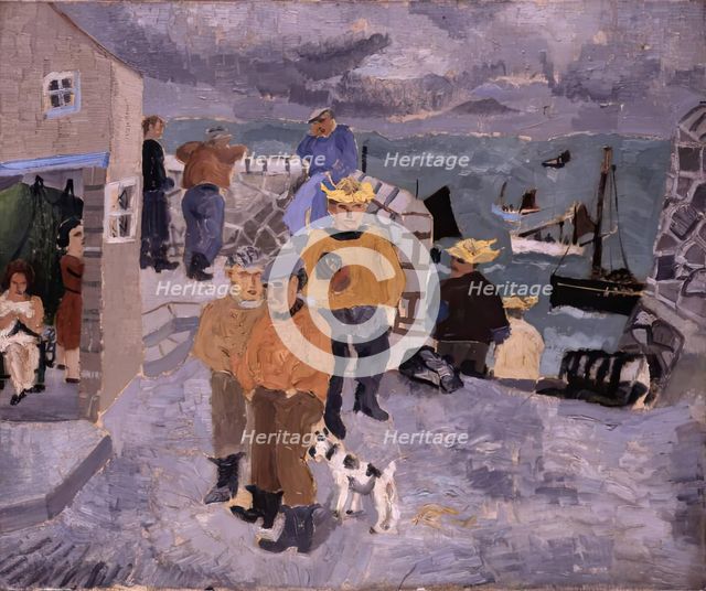 Cornish Fishermen, The Quay, St Ives, 1928. Creator: Christopher Wood.