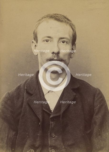 Cornu. Eugène. 25 ans, né à Paris XXe le 27/3/94. Cordonnier. Anarchiste. 2/7/94., 1894. Creator: Alphonse Bertillon.
