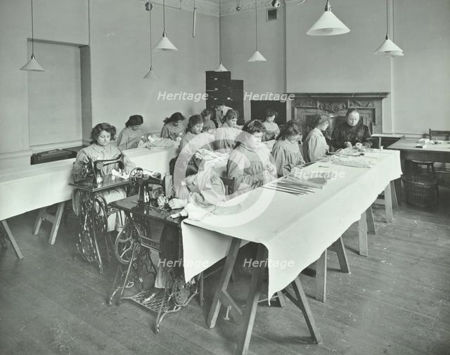 Corset making class, Bloomsbury Trade School for Girls, London, 1911. Artist: Unknown.