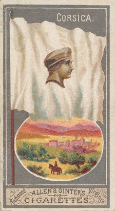 Corsica, from the City Flags series (N6) for Allen & Ginter Cigarettes Brands, 1887. Creator: Allen & Ginter